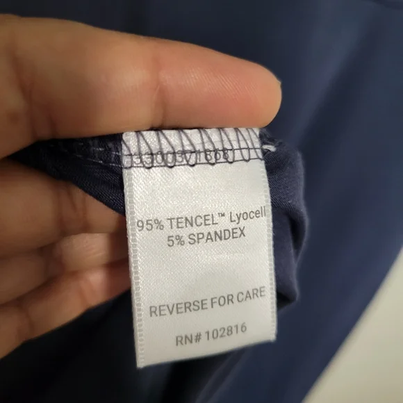 Garnet Hill Classic Navy Cap-Sleeve Knit Column Tencel Blend Midi Dress Size M - Picture 5 of 9